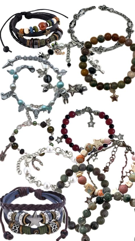 Fairy Grunge Bracelets, Bracelets Grunge, Grunge Bracelets, Bracelet Grunge, Kandi Bracelets, Bracelet Ideas, Fairy Grunge, Aesthetic Grunge, Fashion Bracelets