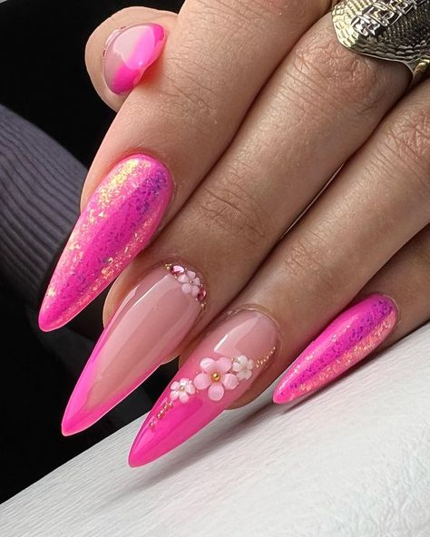 #french #frenchnails #stilettos #stilettonails #pinknails #hotpinknails #flovers #flovers🌸 #nailfashion #nailfluencer #nailglitters… | Instagram Beach Nails Art, Best Summer Nails, Pink Stiletto Nails, Summer Nails Summer, 2023 Beach, Mickey Nails, Nails Summer Nails, Style 2023, Nails Summer