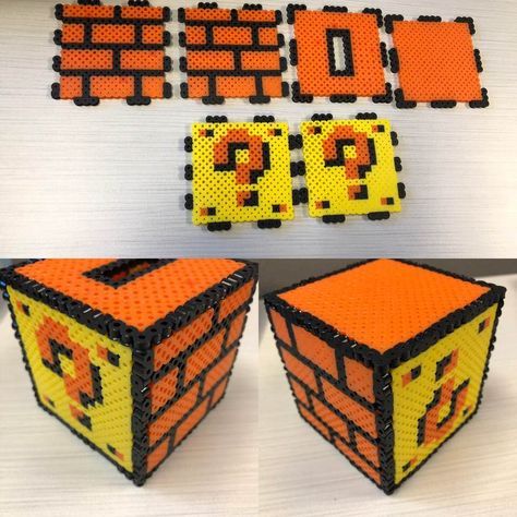 Hama Bead Box Pattern, Perler Bead Box Diy, 3d Perler Bead Box Patterns, Warhammer Perler Beads, Perler Beads Box Pattern, Perler Box Pattern, Pearler Bead Design 3d, Perler Bead Box Pattern, 3d Hama Beads Patterns