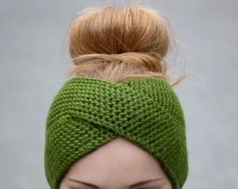 Headbands & Turbans | Etsy Crochet Ponytail Hat, Crochet Ponytail, Ponytail Hat Crochet, Winter Lovers, Hand Knit Headband, Bandeau Au Crochet, Green Headband, Blue Headband, Knitted Headband