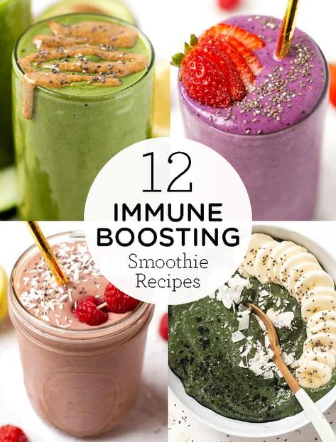 Feeling sick or immunocompromised? We've got a collection of the best immune boosting smoothie recipes! These healthy recipes are easy to make, packed with good for you ingredients and also easy to make! With flavors like berry, green apple, and smoothie bowls, this list has it all. Simply Quinoa Breakfast and Healthy Drinks Recipes Boost Recipes, Immune Boosting Smoothie Recipes, Berry Protein Smoothie, Smoothie Benefits, Immune Boosting Smoothie, Immunity Boost, Immune Boosting Foods, Simply Quinoa, Vegan Drinks