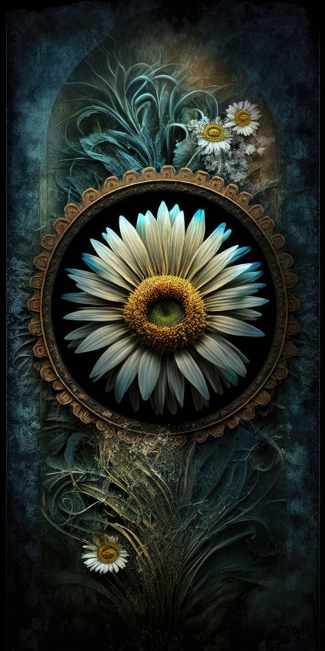 Gothic Daisy Wallpaper Violin Wallpaper Iphone, Gothic Phone Wallpaper, Violin Wallpaper, Moody Floral Wallpaper, Plant Background, Dark And Moody, Dark Floral, Butterfly Wallpaper, Healing Quotes