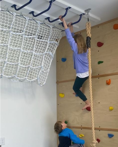 NEW IN THE SHOP! Cargo Net Tunnels! Cargo net tunnels are a favorite playroom addition! They hang from the ceiling and offer a cozy perch to hang out in or climb through. Cargo net tunnels are fun to climb inside and outside. We love hanging them near monkey bars or climbing walls offering kids an inviting obstacle to conquer, or a special hang out spot that’s all their own! Link in stories to shop! Playroom Ceiling, Playroom Addition, Ceiling Net, Hang Out Spot, Kids Rock Climbing, Climbing Walls, Basement House, Cargo Net, Monkey Bars