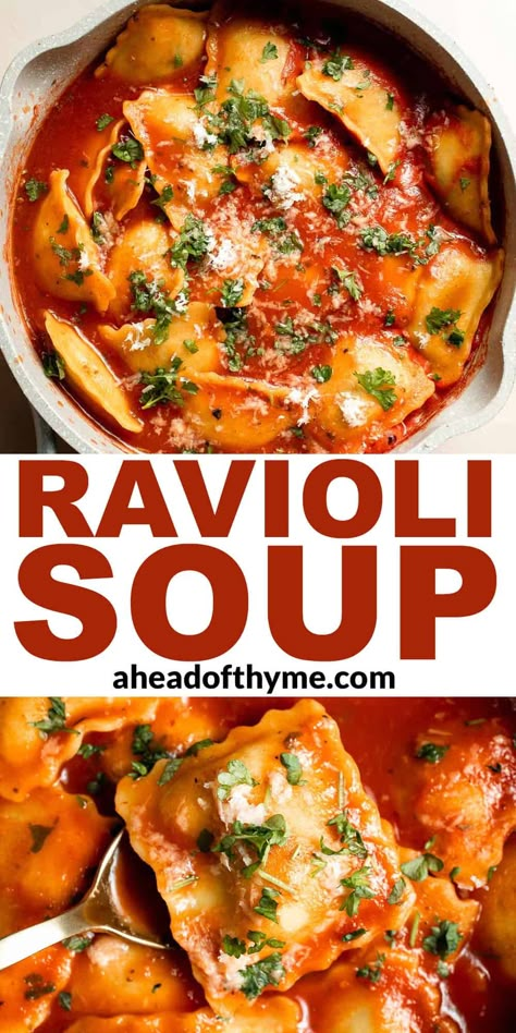 Ravioli Soup Recipe, Cheesy Ravioli, Seafood Noodles, Ravioli Soup, Rice Cookies, Easy Winter Recipes, Homemade Tomato Soup, Pasta E Fagioli Soup, Mushroom Ravioli