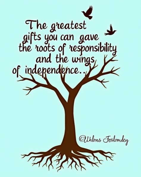 The roots of responsibility and the wings of independence - the greatest gifts. Follow for more family wisdom! #FamilyQuotes
#quotes #love #motivation #life #quoteoftheday #loveyourself #lifestyle #family #love #friends #happy Family Quotes, Quote Of The Day, No Response, Love You, Great Gifts, Quotes, Gifts