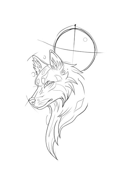 Minimal Wolf Tattoo Design, Wolf Line Art Tattoo, Wolf Tattoo Line, Wolf Tattoo Stencil Design, Moon And Wolf Tattoo, Simple Wolf Tattoo For Women, Mini Wolf Tattoo, Geometric Wolf Drawing, Wolf Tattoo Minimalist