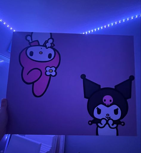 #kuromi #mymelody #painting Sanrio Painting Canvas Easy, Kuromi Painting Easy, Kuromi And My Melody Painting Ideas, Easy Painting Ideas On Canvas Hello Kitty, Kuromi Painting Ideas, Mymelody And Kuromi, Kuromi And Hello Kitty, Hello Kitty And Friends Painting, Easy Sanrio Paintings