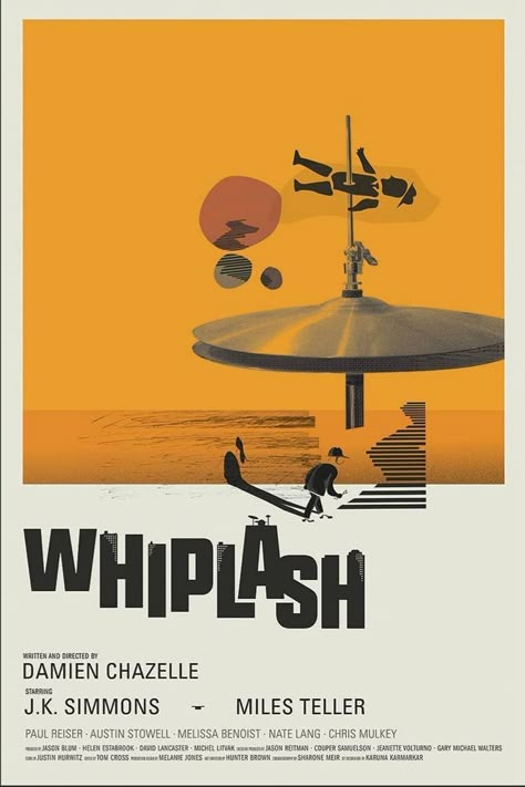 Graphic Film Poster, Whiplash Poster Art, Movie Poster Redesign, Movie Poster Wall Decor Ideas, Promo Poster Design, Whiplash Wallpaper, Whiplash 2014, Whiplash Movie Poster, Whiplash Poster