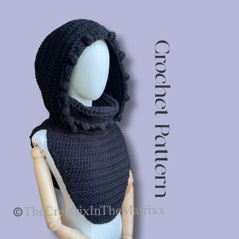 Hoodie Crochet Pattern, Hooded Cowl Pattern, Hoodie Crochet, Snood Pattern, Crochet Snood, Hooded Cowl, English And French, Hooded Faux, Cowl Pattern