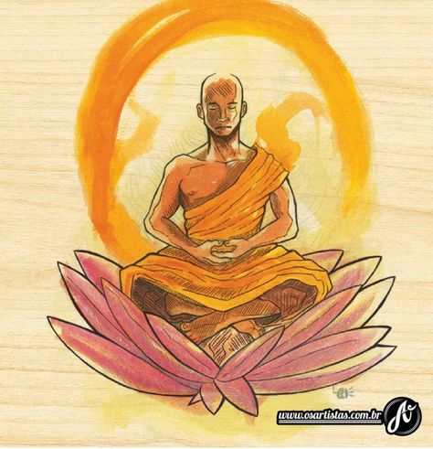 monk meditation on lotus flower illustration. Not original artwork Monk Meditation Art, Meditation Pose Drawing, Lotus Flower Illustration, Chakra Meditation Art, Meditation Art Spirituality, Third Eye Art, Metamorphosis Art, Monk Meditation, Wrist Tattoo Ideas