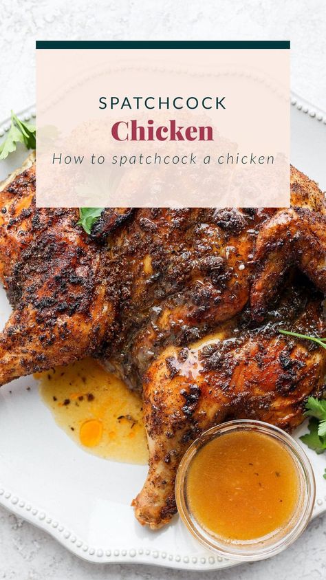 This is the best spatchcock chicken recipe. You learn how to spatchcock a chicken and end up with the juiciest chicken in the world. Spatchcock Turkey Recipe, Spatchcock Turkey, Juiciest Chicken, Herbed Chicken, Fit Foodie Finds, Spatchcock Chicken, Easy Chicken Breast, Fit Foodie, Oven Chicken