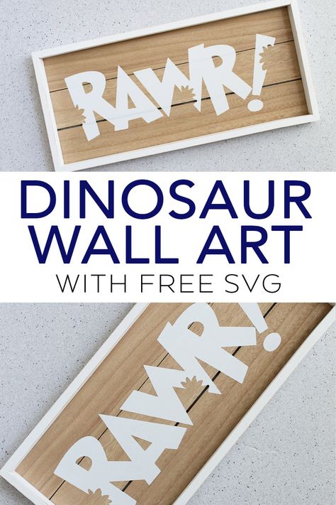 Make this dinosaur wall art for a kids room or nursery! Includes the free SVG file for creating this on your Cricut or Silhouette machine! #svgfile #freesvg #cricut #cricutmade #silhouette #silhouettemachine #dinosaur Woods Craft, Dinosaur Kids Room, Dinosaur Room Decor, Dinosaur Bedroom, Dinosaur Room, Kids Room Paint, Haunted Forest, Dinosaur Wall Art, Kids Rooms Diy