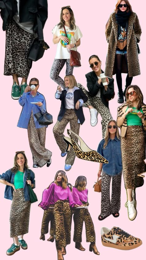 Leopard Print Outfits with leopard skirts, leggings and leopard print pants for fall and spring. Printed Maxi Skirt Outfit, Maxi Skirt Styling, Leopard Pants Outfit, Leopard Print Skirt Outfit, Leopard Print Pants Outfit, Leopard Skirt Outfit, Leopard Print Maxi Skirt, Printed Skirt Outfit, Skirt Styling