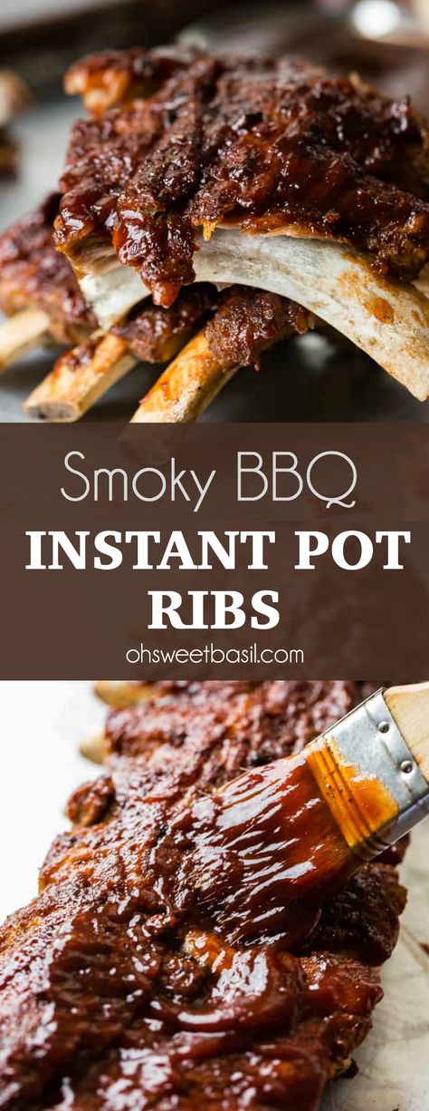 Making perfect ribs doesn't mean you need a grill or smoker. These Smoky BBQ Instant Pot Ribs are a cinch to make and only take 25 minutes to make. They will literally fall off the bone too!  #instantpot #ribs #summerrecipes Bbq Instant Pot, Instant Pot Bbq Ribs, Instant Pot Ribs Recipe, Instant Pot Ribs, Slow Cooker Ribs, Dust Bunnies, Paleo Crockpot, Slow Cooked Meals, Beef Ribs