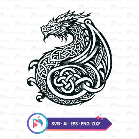 Dragon Svg, Dragon Black, Celtic Dragon, Celtic Tattoos, Celtic Designs, Cricut Creations, Fabric Projects, Dragon Tattoo, Make Your Mark