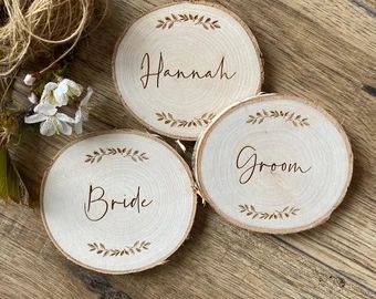 Wedding Favours Rustic, Rustic Woodland Wedding, Rustic Wedding Table Decor, Rustic Coasters, Wedding Table Names, Rustic Wedding Table, Wedding Place Settings, Rustic Wedding Favors, Table Names