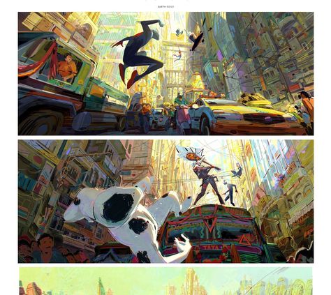 Spiderman Official Art, Across The Spider Verse Art Style, Atsv Concept Art, Spiderman Into The Spiderverse Concept, Spider Verse Art Style, Across The Spiderverse Concept Art, Across The Spider Verse Concept Art, Spiderverse Art Style, Spider Verse Environment