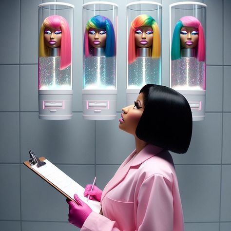 Barbz Nicki Minaj Aesthetic, Hairshoot Ideas, Nicki Minaj Mixtape, Barbie Diaries, Wigs Hairstyle, Nicki Minaj Fashion, Pink Ninja, Black Chyna, Hair Photoshoot