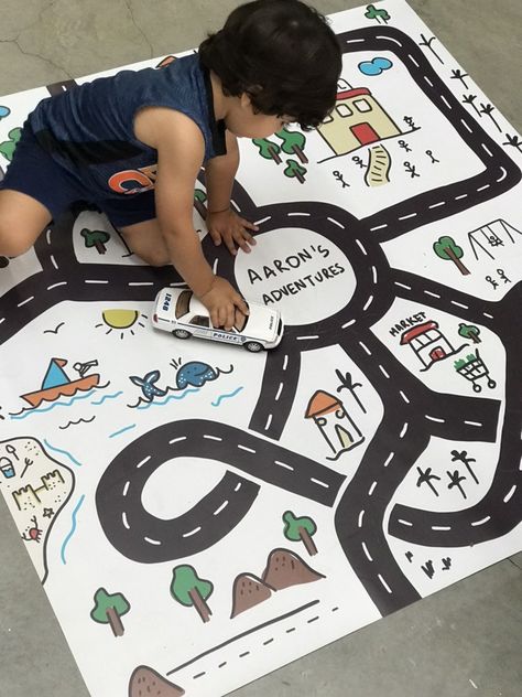 Diy Playmat, Road Play Mat, Name Illustration, Car Play Mats, Vinyl Mat, Creative Flooring, Unique Name, Road Adventure, Baby Mat