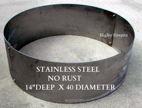 40" Stainless Steel Fire Pit Ring Liner-Built USA Minnesota Built Stainless Steel Fire Pits,http://smile.amazon.com/dp/B009WOUW7G/ref=cm_sw_r_pi_dp_duwEtb0YT7DHFCEM Metal Fire Pit Ring, Steel Fire Pit Ring, Backyard Grill Ideas, Furniture Categories, Fire Pit Insert, Backyard Grill, Stainless Steel Fire Pit, Grill Ideas, Fire Pit Ring