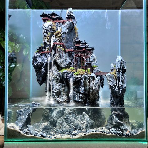 #paludarium #diorama #terrarium #diy #arts & crafts #miniature model #aquarium #seiryu stone #Aquaterrarium #aquascape #diy waterfall Paludarium Waterfall Aquascaping, Diorama Aquarium, Paludarium Waterfall, Aquascape Diy, Diorama Terrarium, Diy Diorama, Diorama Diy, Diorama Kids, Diy Waterfall