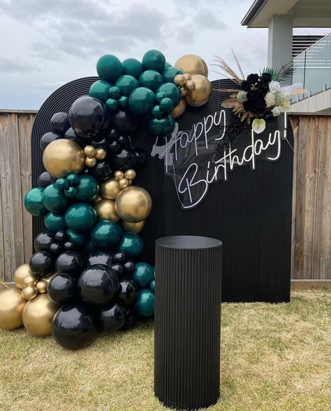 Birthday Decorations Balloons, Neon Balloons, Balloon Decorations Birthday, Black Party Decorations, Surprise Birthday Decorations, Black And Gold Balloons, Happy Birthday Decor, Unique Window, 40 Birthday