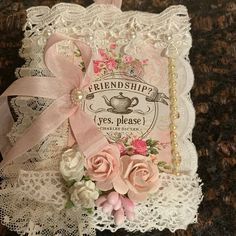 Sewing Signs, Bridal Journal, Lace Journal, Victorian Things, Doily Crafts, Shabby Chic Journal, Doily Art, Homemade Books, Themed Journal