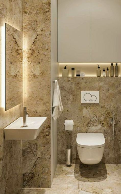 Small Toilet Design, Toilette Design, Toilet Room Decor, Bilik Air, Modern Small Bathrooms, Small Toilet Room, Small Bathroom Interior, Bright Bathroom, Bathroom Decor Luxury