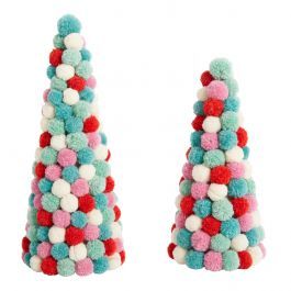 Christmas Pom Pom Crafts, Pom Pom Tree, Christmas Pom Pom, Boho Colors, Candy Land Christmas Decorations Diy, Pom Pom Crafts, Yarn Pom Pom, Candy Christmas Decorations, Candyland Decorations