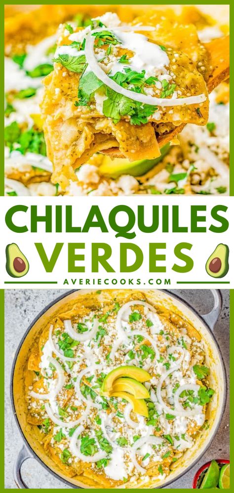 Chilaquiles Verdes Salsa Verde Eggs, Chilequilles Verdes Recipe, Chilaquiles Verdes Recipe, Tomatillo Recipes, Salsa Verde Chicken Enchiladas, Chicken Chilaquiles, Spanish Breakfast, Chile Salsa, Chilaquiles Recipe