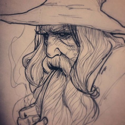 Gandalf Tattoo, Wizard Drawings, Wizard Tattoo, Hobbit Art, Middle Earth Art, Lotr Art, Casual Art, Art Drawings Sketches Pencil, Bd Comics