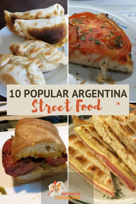 Discover 10 Popular Argentinian Street Food To Feast On. Argentina street food features delicious meats, sandwiches, sweets, and a variety of emblematic savory snacks.  From choripan to empanadas, Argentina street food is is woven into the fabric of local food. #Argentina #streetfood #foodlovers #BuenosAires #pizza Build A Floating Bed, Argentine Recipes, Argentina Food, Argentinian Food, America Food, Floating Bed, World Recipes, Authentic Recipes, Savory Snacks