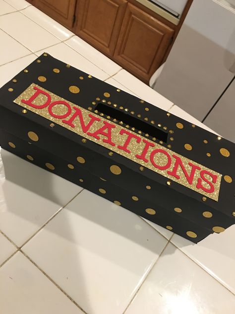 Donation Box Ideas Diy Money, Canned Food Drive Box Ideas Fun, Donation Box Ideas Fundraising, Food Drive Box Ideas Fun, Donation Box Ideas Diy, Donation Box Ideas, Fundraising Crafts, Christmas Charity, Operation Christmas Child Boxes