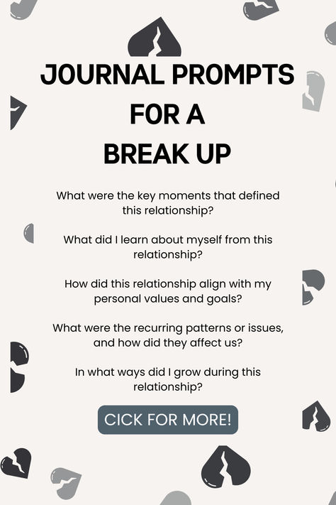 Click for the full list of 25 journal prompts for breakups to help you heal and navigate your emotions. I also talk about how to use journaling effectively post-breakup and share my top tips for getting your life back together. #journalprompts #journaling #journalingideas Journal Prompts For Breakups, Breakup Journal Prompts, Scripting Prompts, Breakup Journal, Journal Prompts For Personal Growth, Journal Prompts For Healing, Self Discovery Journal Prompts, Prompts For Healing, Prompts For Self Discovery