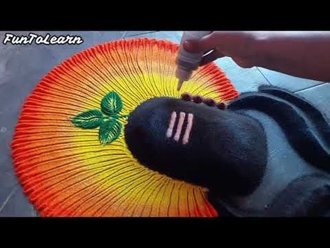 3d SHIVA LINGA rangoli by using waste rangoli.||simple and easy MahaShivaratri rangoli||@funtolearn - YouTube Rangoli Competition Creative, Poster Rangoli Designs For Diwali Latest, Shiva Rangoli Design, New Year Rangoli Latest, 3d Rangoli Designs Creativity, Rangoli Ideas Creative For Competition, Mahadev Rangoli Designs, Big Rangoli Designs For Competition, Best Rangoli Designs For Competition