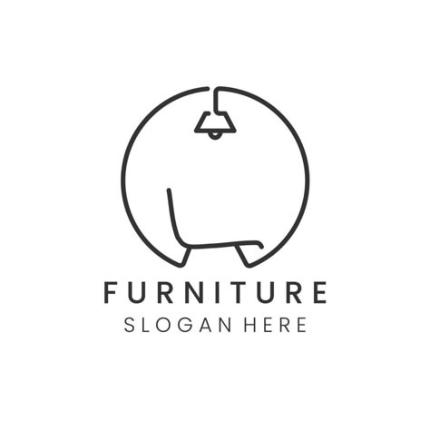 furniture line art minimalist emblem icon logo vector illustration template design. lamp, chair logo Logo For Furniture Company, Furniture Logo Design Ideas, Sage Furniture, Lamp Logo, Chairs Logo, Line Art Minimalist, Foldable Furniture, Illustration Template, Design Lamp