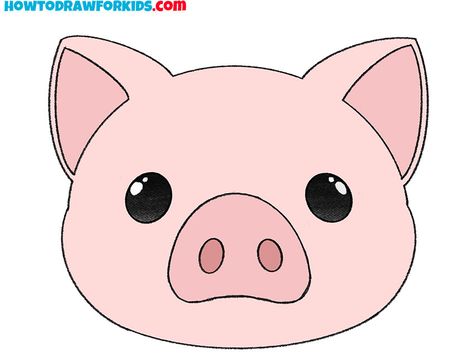 pig face drawing for kids Draw A Pig Step By Step, Frog Face Drawing, Pig Cartoon Drawing, Cow Face Drawing, Face Cartoon Drawing, Pig Face Drawing, Pig Drawing Easy, Funny Cartoon Drawings, Face Cartoon