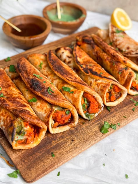 Chicken Tikka Paratha Rolls - BAKE WITH ZOHA Paratha Roll, Chicken Bread, Popular Dinner Recipes, Meatless Main Dishes, Chicken Rolls, Pakistani Food, Desi Food, India Food, Cooked Breakfast