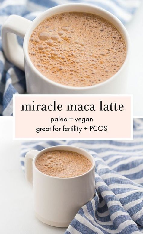 Miracle Maca Latte Recipe (Vegan, Maca Powder). This maca latte recipe is almost exactly that: a miracle! This maca powder recipe is perfect for natural energy, PCOS, and hormonal balance, and the maca drink is the perfect caffeine-free pick-me-up or replacement for your morning coffee. #maca #latte Maca Drink, Maca Powder Recipe, Maca Latte, Resep Smoothie, Maca Powder, Vegan Drinks, Powder Recipe, Latte Recipe, Tea Latte