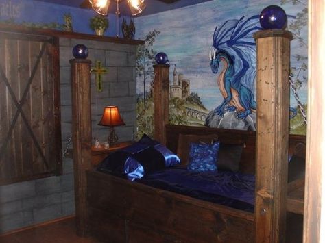 Dragon Themed Bedroom, Dragon Bedroom, Medieval Bedroom, Dragon Room, Ikea Kids Bed, Castle Bedroom, Girl Bedroom Walls, Room Boys, Ikea Kids