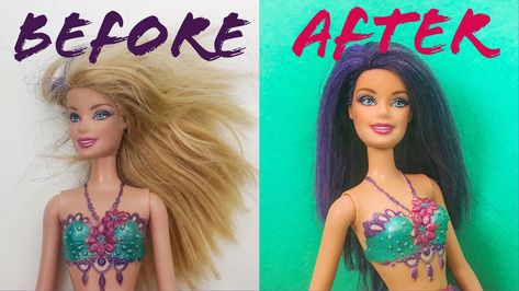 How To Fix Barbie Hair, How To Dye Barbie Hair, How To Dye Doll Hair, Doll Hair Repair, Fix Doll Hair, Old Barbie Dolls, Champagne Blonde Hair, Doll Hairstyles, Making Wigs