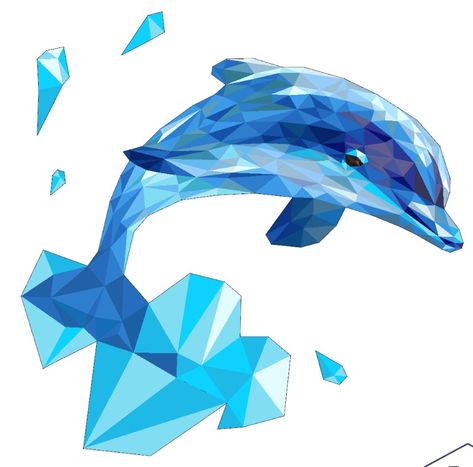 A picture made on the app Polygon. Geography Project, Animal Landscape, Dolphins Tattoo, Dolphin Art, Abstract Art Ideas, Polygon Art, Nz Art, Under The Water, Geometric Drawing