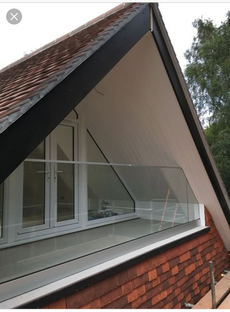 Bungalow Attic Conversion, Attic Airbnb, Gable Windows Exterior, Recessed Balcony, Gable Extension, Loft Conversion Balcony, Sunroom Roof, Bungalow Loft Conversion, Attic Bedroom Designs