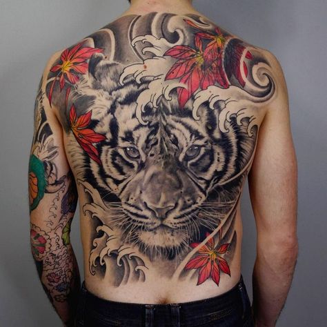 Back Tiger Tattoo, Lion Back Tattoo, Japanese Tiger Tattoo, Japanese Tiger, Hipster Hairstyles, Back Piece Tattoo, Back Tattoos For Guys, Female Tattoo Artists, Tiger Tattoo