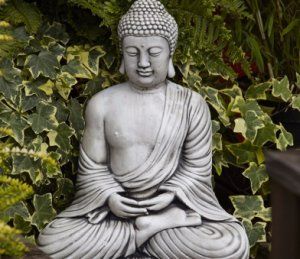 Borderstone Fan Buddha Garden Ornament Japan Meditation, Buddha Zen Garden, Buddha Statue Decor, Buddha Statue Garden, Large Buddha Statue, Meditating Buddha Statue, Stone Buddha Statue, Stone Garden Statues, Buddha Garden