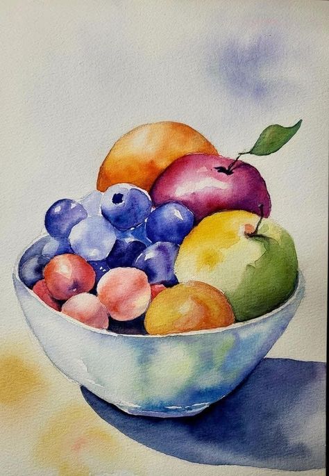 Drawing High Heels, Watercolour Trees, Fruit Paintings, Fruit Art Drawings, Water Colour Art, Acrylic Painting Inspiration, Paintings For Beginners, Watercolor Paintings For Beginners, Watercolor Fruit