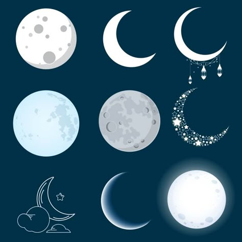 How To Draw Moon Digital, Moon And Star Illustration, Night Illustration Moonlight, Cartoon Moon Drawing, New Moon Drawing, Moon Cute Drawing, New Moon Illustration, Cute Moon Illustration, Cute Moon Drawing