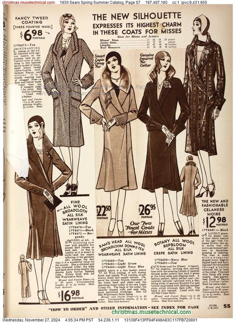 1930 Sears Spring Summer Catalog, Page 57 - Catalogs & Wishbooks 1934 Fashion, Fashion By Decade, Sears Catalog, 1900s Fashion, 30s Fashion, Clothing Catalog, Spring Summer, How To Wear