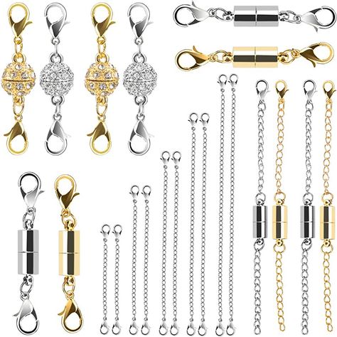 Amazon.com : Magnetic Jewelry Clasp Bracelet Extender, Magnetic Necklace, Magnetic Jewelry, Necklace Extender, Necklace Clasps, Jewelry Clasps, Chain Extenders, Silver Rhinestone, Keep Jewelry