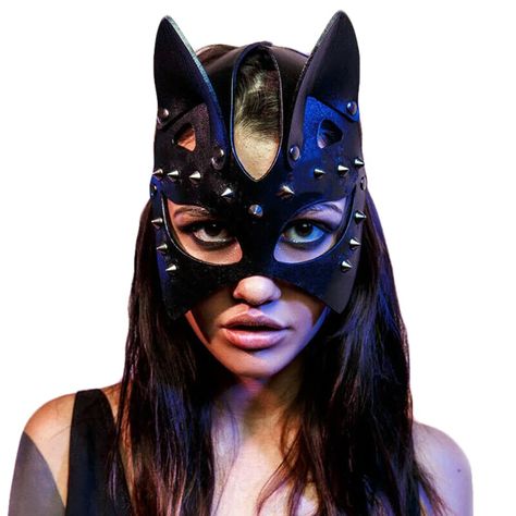 Catwoman Mask, Leather Masks, Rabbit Mask, Halloween Rave, Gothic Punk Fashion, Easter Costume, Masque Halloween, Bunny Mask, Cat Rabbit